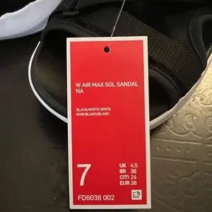NIKE Air Max Sol FD6038-002 Black/White/Unisex Strap Sandals SIZE 7 RARE Buy Nike Wmns Air Max Sol Sandal  main image 3